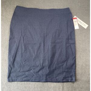 Love Scarlett Plus Size Pencil Skirt Womens 1XL Blue Stretch Workwear Classic